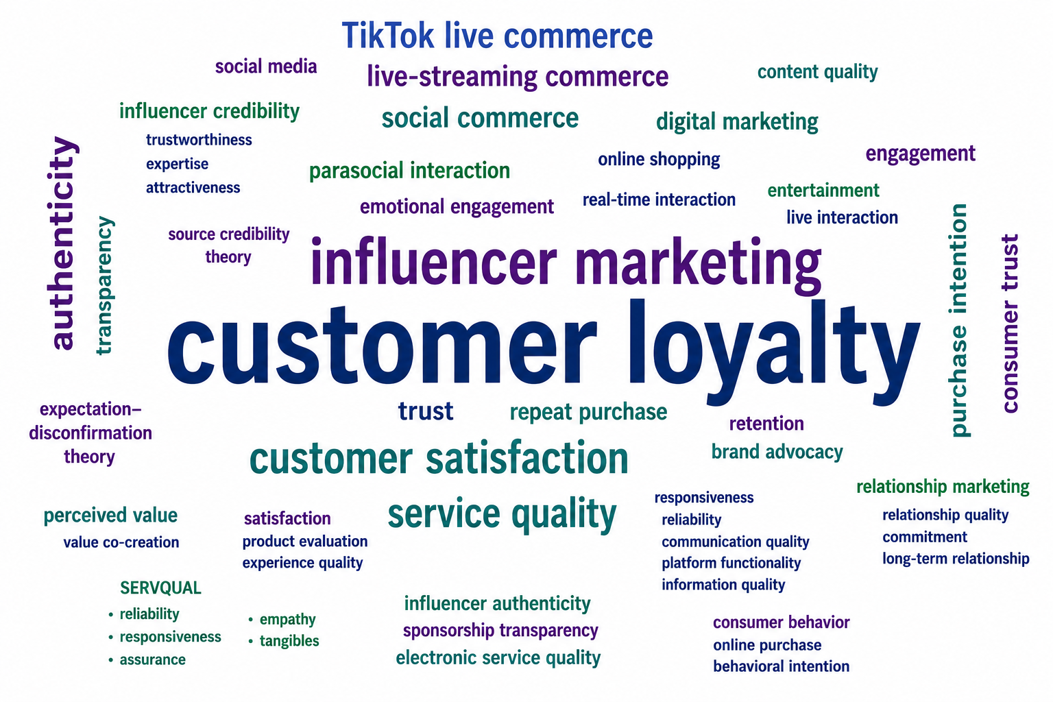 Word Cloud of Key Themes in TikTok Live-Streaming Commerce